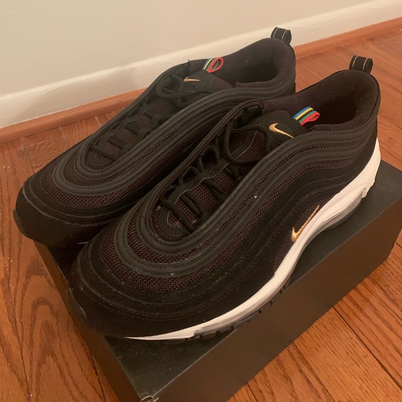 Nike Air Max 97s (Black/White/Gold) - Picture 3 of 5